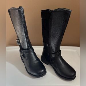 Girls Black Leather Boots